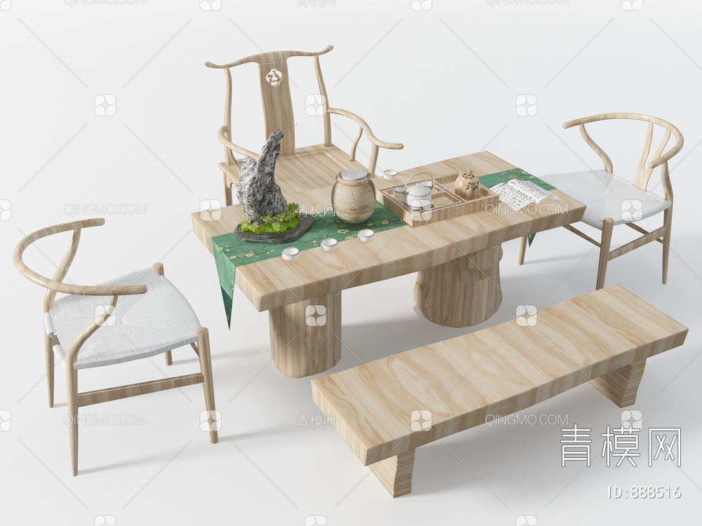 茶桌椅3D模型下载【ID:888516】