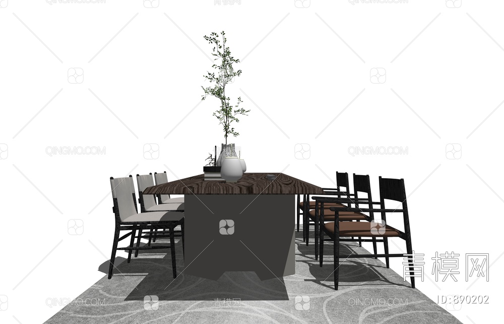 餐桌椅组合SU模型下载【ID:890202】