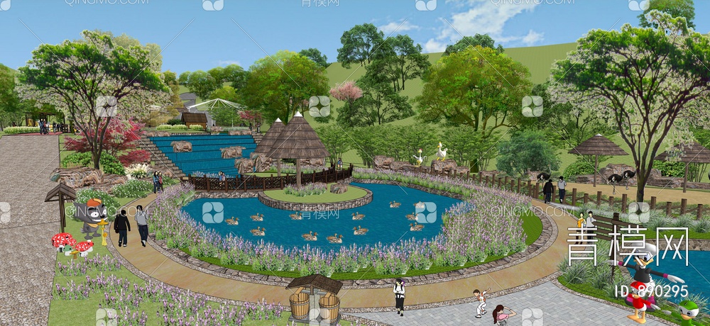 超精细大型野生动物园景观规划设计SU模型下载【ID:890295】