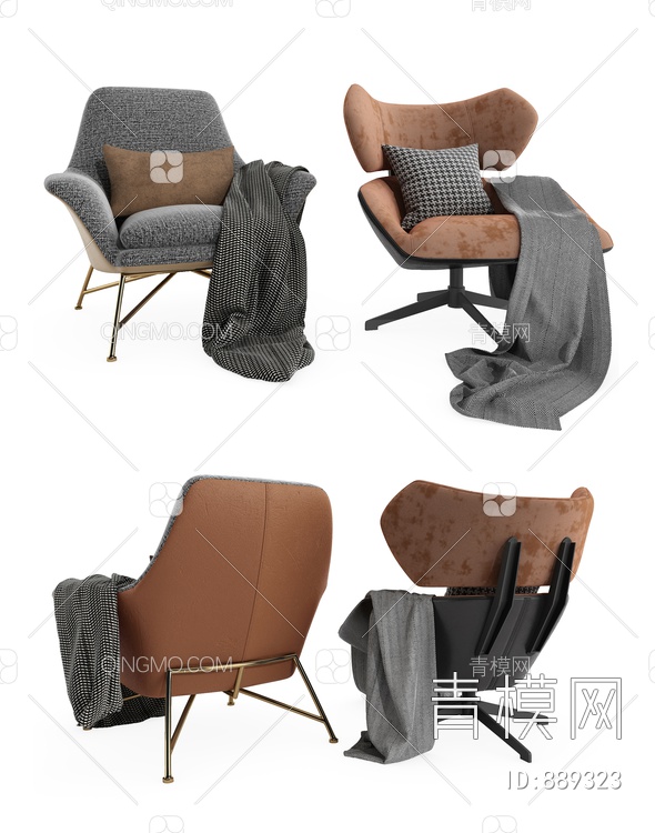 办公休闲椅3D模型下载【ID:889323】