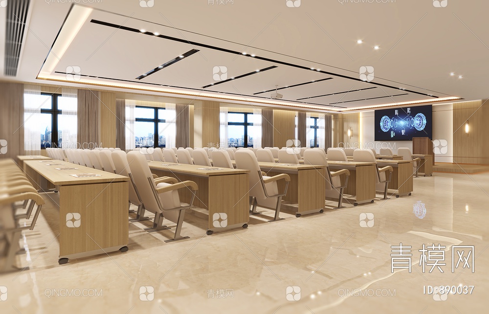 会议室，大会议室，会议室，多媒体室，3D模型下载【ID:890037】