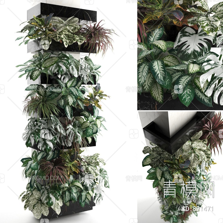 绿植植物墙组合3D模型下载【ID:891471】