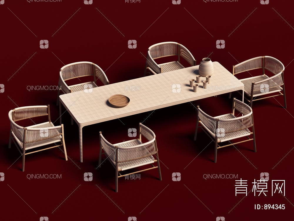 餐桌椅组合3D模型下载【ID:894345】