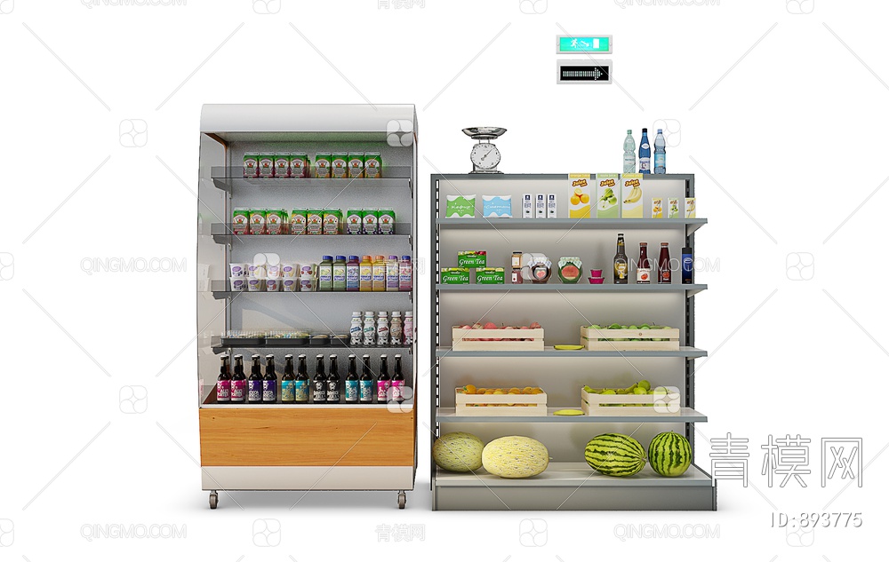 超市货架冷藏柜3D模型下载【ID:893775】