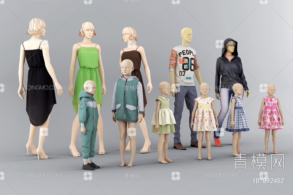 人物女装儿童服装模特3D模型下载【ID:892452】