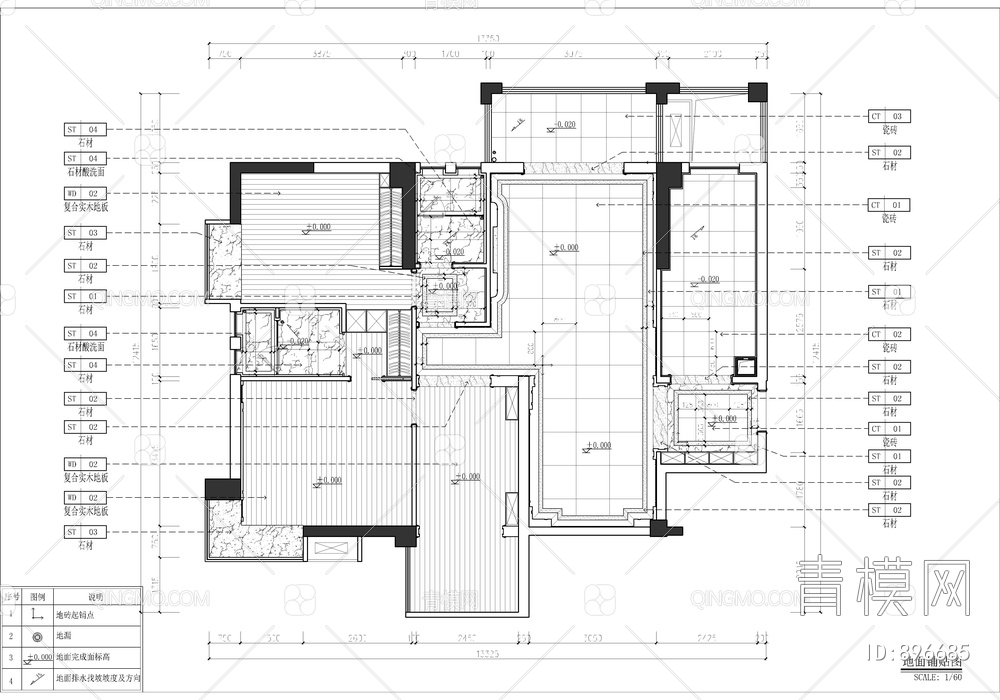 130㎡样板房CAD施工图 家装 私宅 大平层【ID:896685】