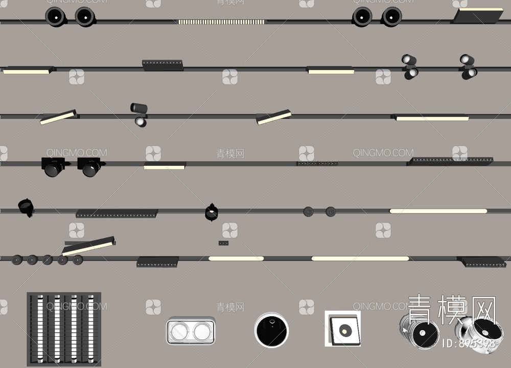 磁吸轨道灯SU模型下载【ID:895398】