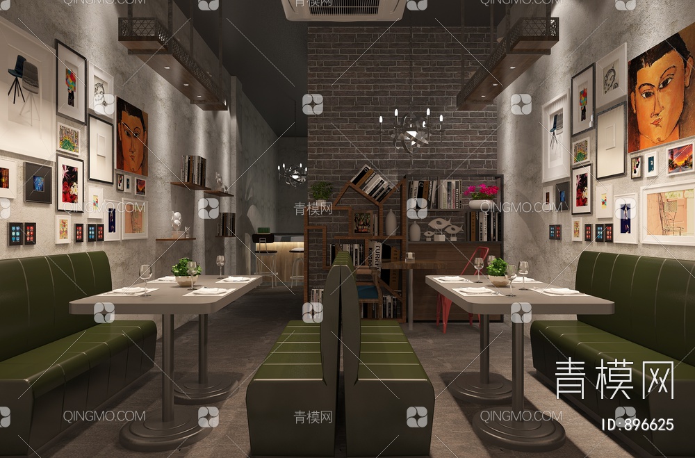 工业风咖啡厅3D模型下载【ID:896625】