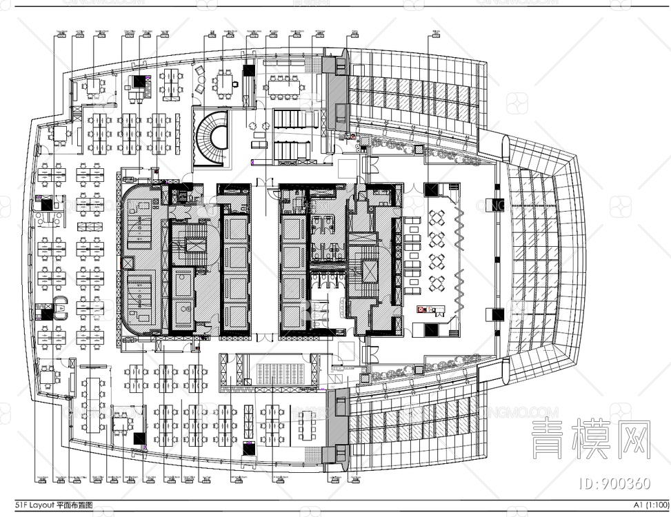 6000㎡三层办公室CAD施工图+效果图+方案文本  办公大楼 办公空间 大型办公室【ID:900360】