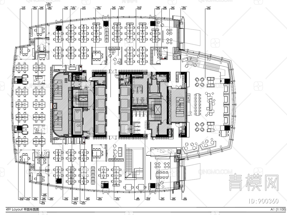 6000㎡三层办公室CAD施工图+效果图+方案文本  办公大楼 办公空间 大型办公室【ID:900360】