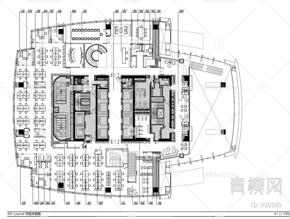6000㎡三层办公室CAD施工图+效果图+方案文本  办公大楼 办公空间 大型办公室【ID:900360】