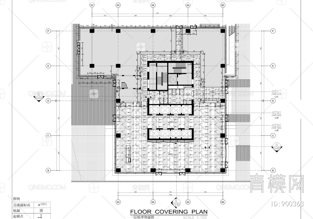 某办公大楼大堂公区标准层电梯间CAD施工图+效果图  大堂 公区 标准层 电梯间【ID:900363】