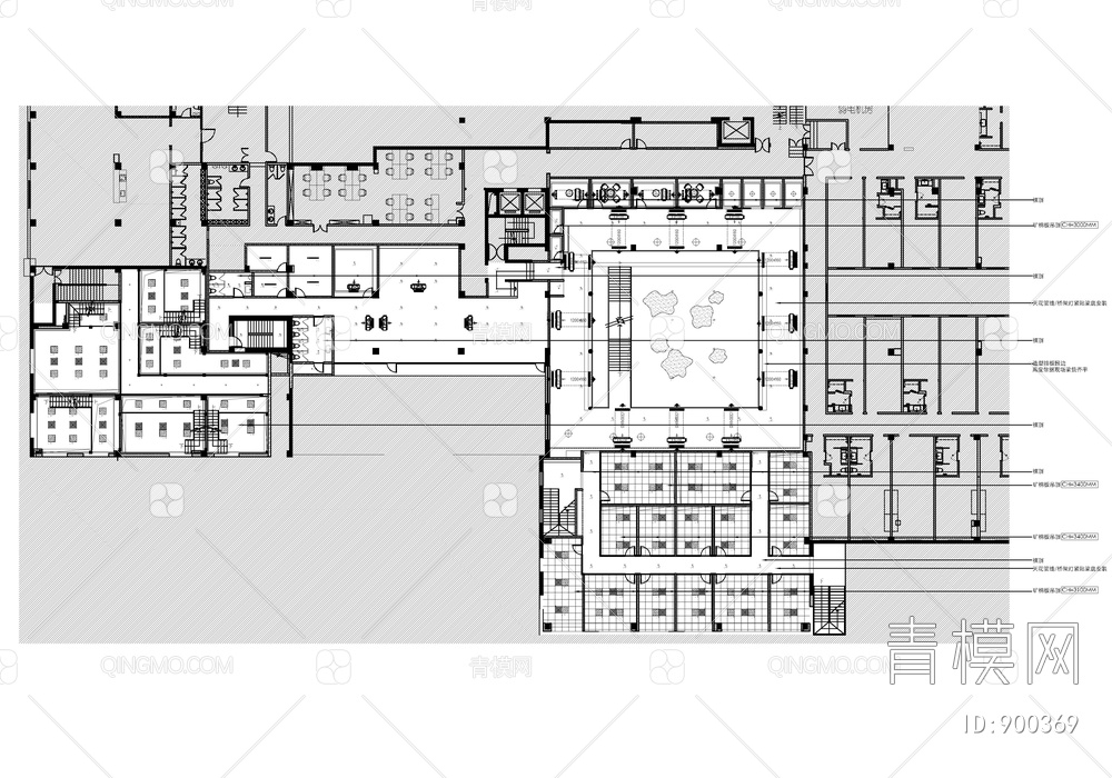 5000㎡两层办公空间CAD施工图 办公室 办公楼 创客中心【ID:900369】