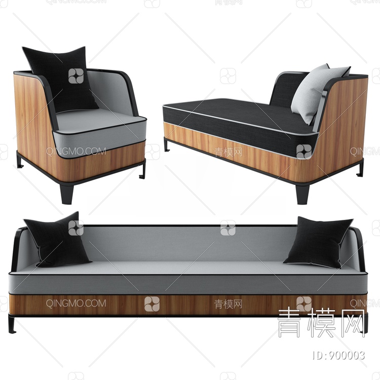 单人沙发躺椅三人沙发3D模型下载【ID:900003】