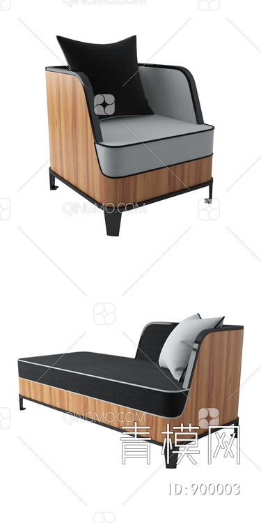 单人沙发躺椅三人沙发3D模型下载【ID:900003】