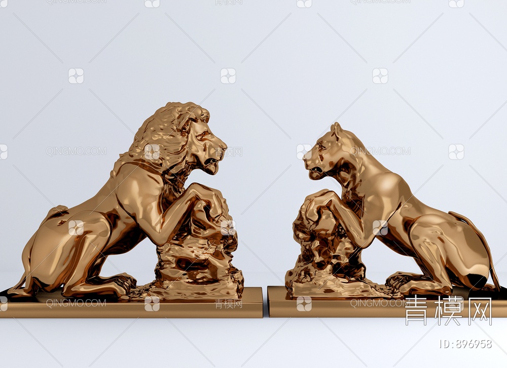 狮子雕塑摆件3D模型下载【ID:896958】