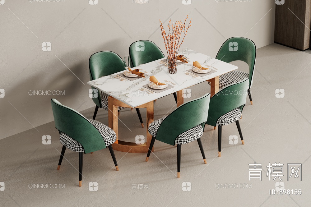 餐桌椅组合3D模型下载【ID:898155】
