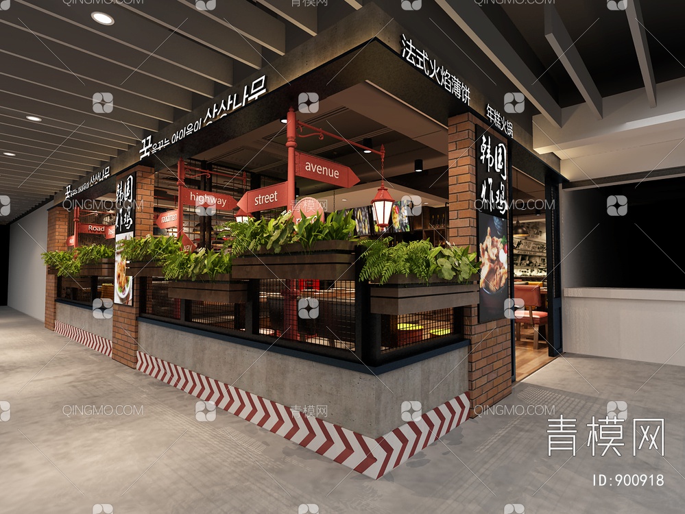 韩国炸鸡主题餐厅3D模型下载【ID:900918】