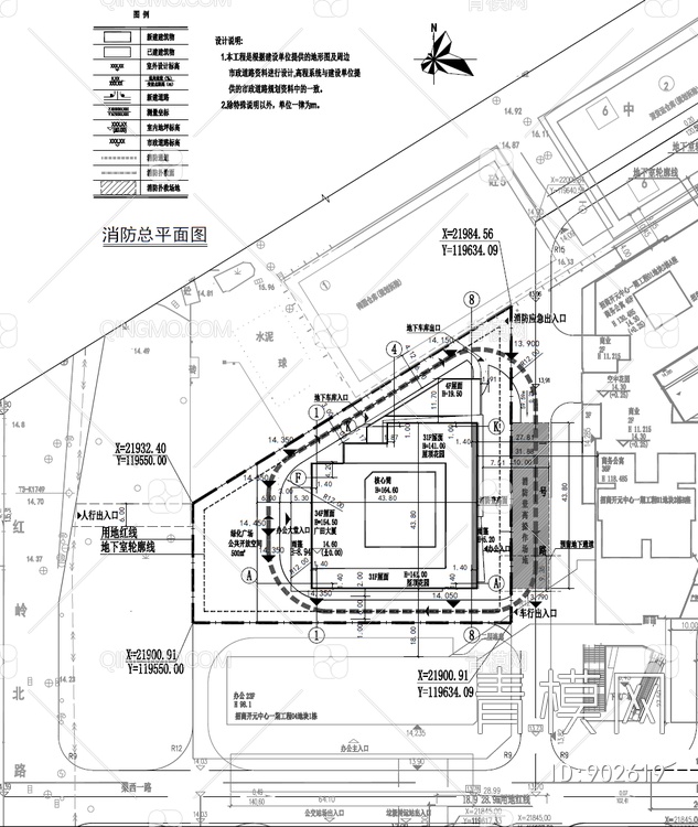 广田总部大厦建筑+给排水设计CAD施工图+效果图+汇报文本【ID:902619】