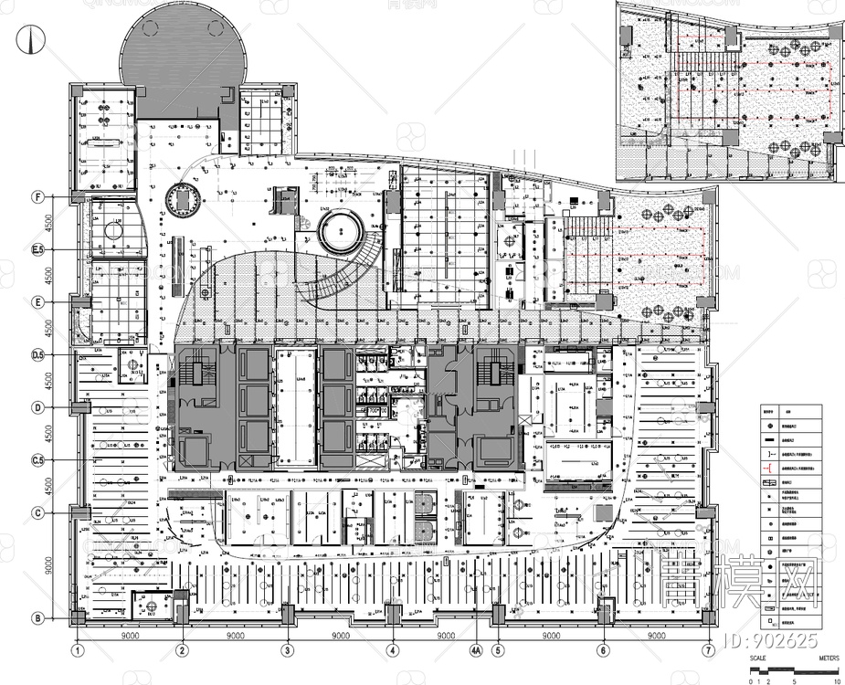 6000㎡（三层）办公空间CAD施工图+效果图+方案文本 办公室 办公区 办公楼【ID:902625】