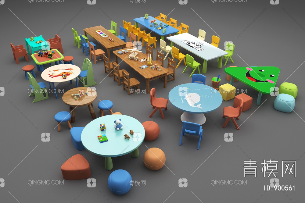 儿童课桌椅3D模型下载【ID:900561】