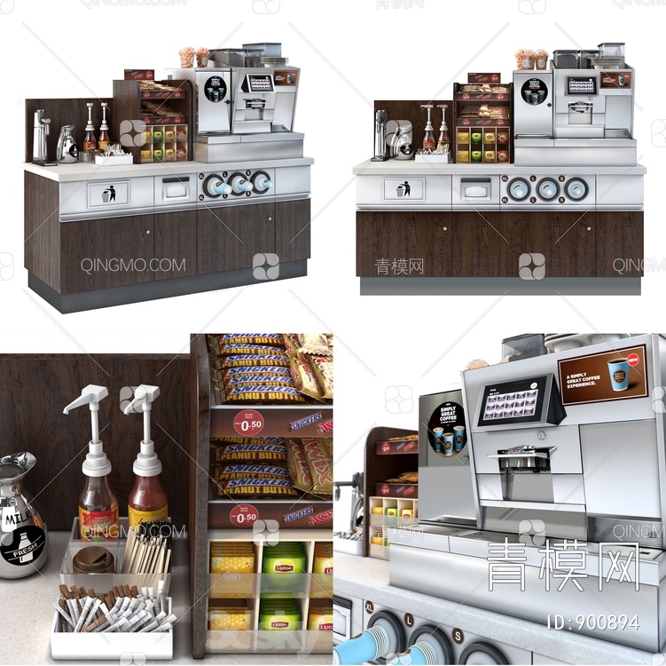 咖啡机 备餐台 收银3D模型下载【ID:900894】