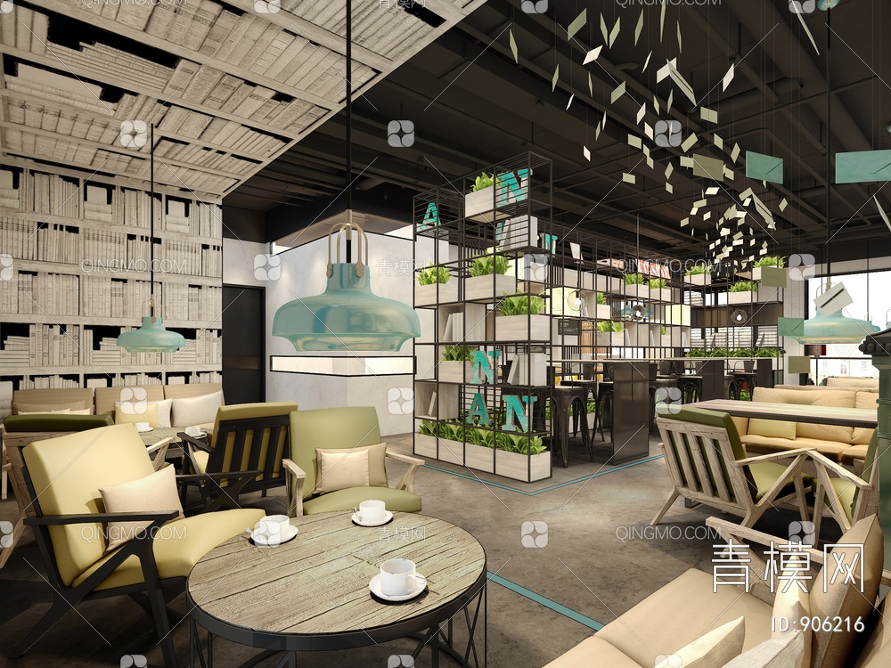 北京遇上西雅图主题咖啡厅3D模型下载【ID:906216】