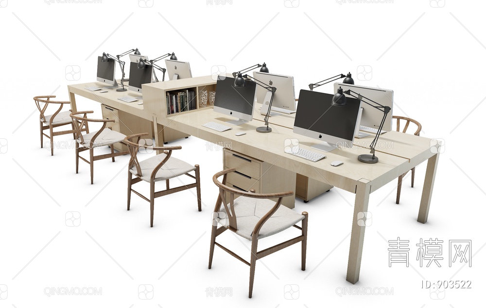 办公桌工位3D模型下载【ID:903522】