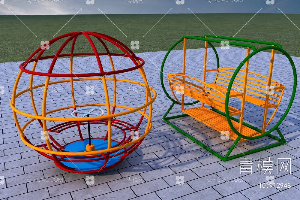 无动力儿童玩具游乐设备网红摇摇椅3D模型下载【ID:912948】