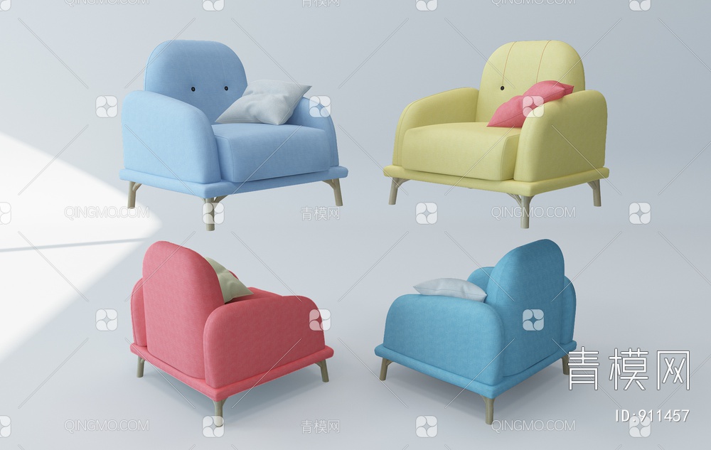 儿童单人沙发3D模型下载【ID:911457】