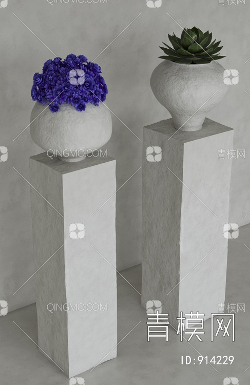 陈设品，雕塑，花瓶，工艺品3D模型下载【ID:914229】