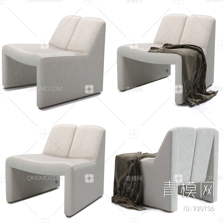 休闲单椅 毛毯3D模型下载【ID:920136】