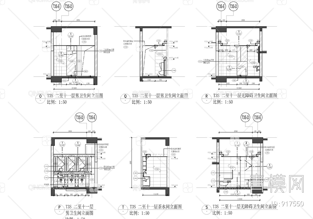 重庆来福士广场项目T3T4办公大堂+电梯厅丨精装修CAD图纸+实景【ID:917550】