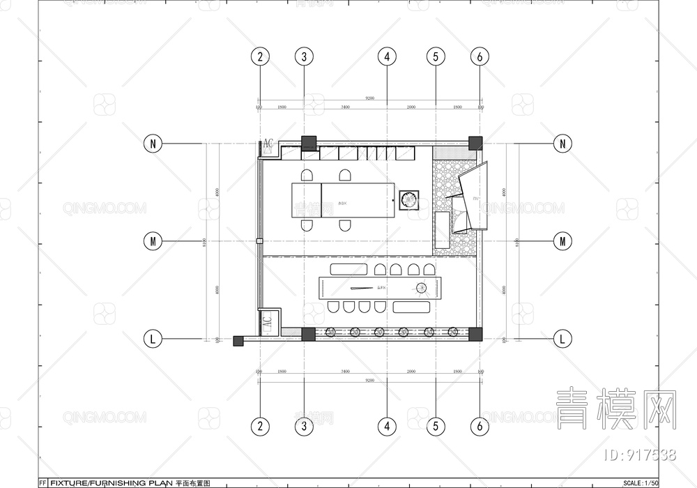 精致私人办公室CAD施工图+效果图 办公空间 办公会所【ID:917538】