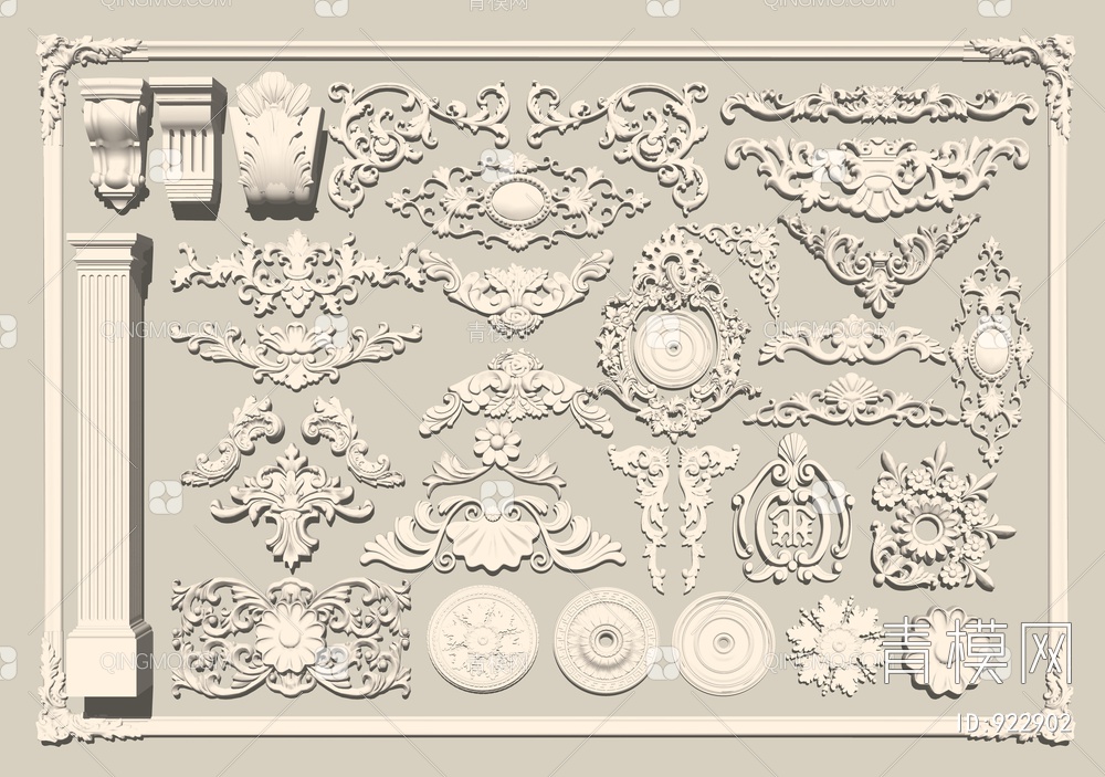 石膏雕花SU模型下载【ID:922902】