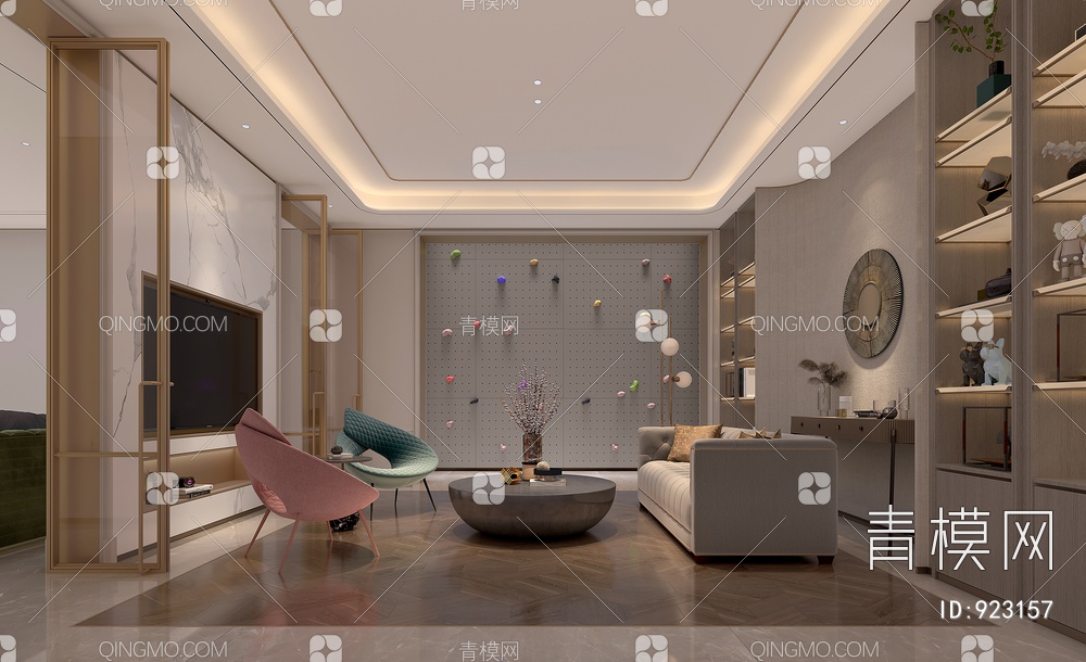 客餐厅，客厅，餐厅，沙发，茶几，餐桌椅3D模型下载【ID:923157】