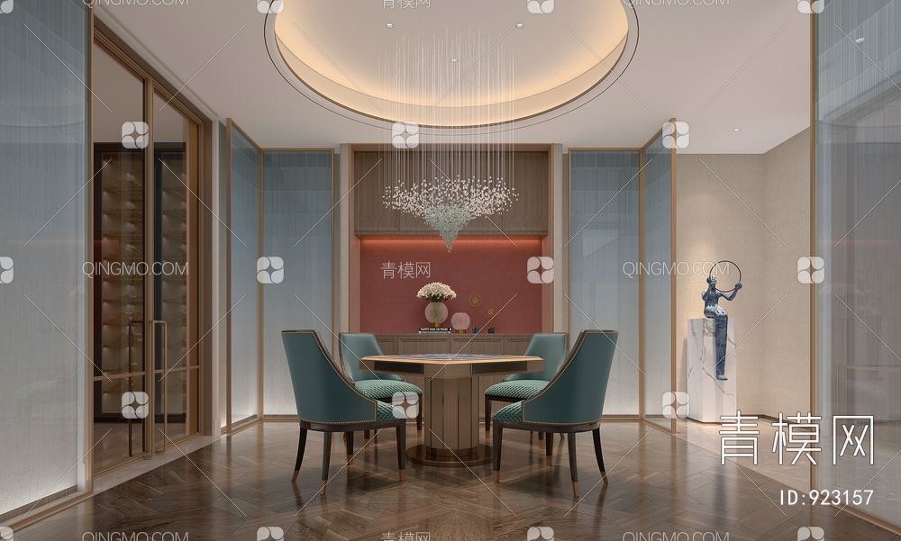 客餐厅，客厅，餐厅，沙发，茶几，餐桌椅3D模型下载【ID:923157】