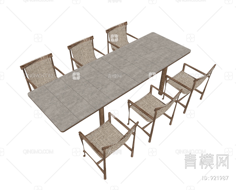 餐桌椅组合SU模型下载【ID:921987】