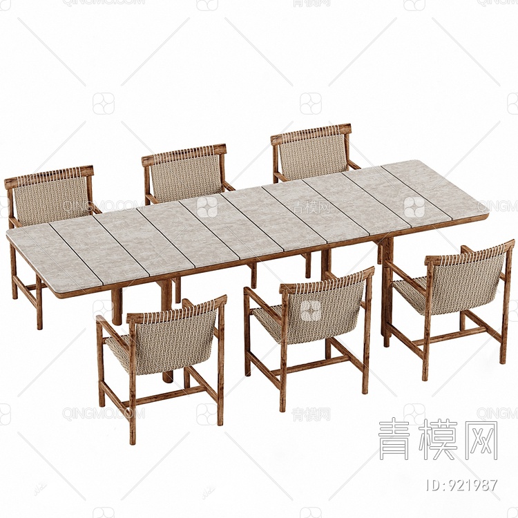 餐桌椅组合SU模型下载【ID:921987】