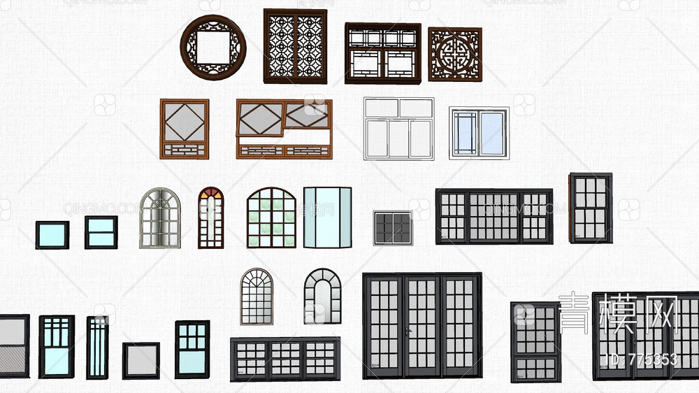 玻璃窗户SU模型下载【ID:775353】