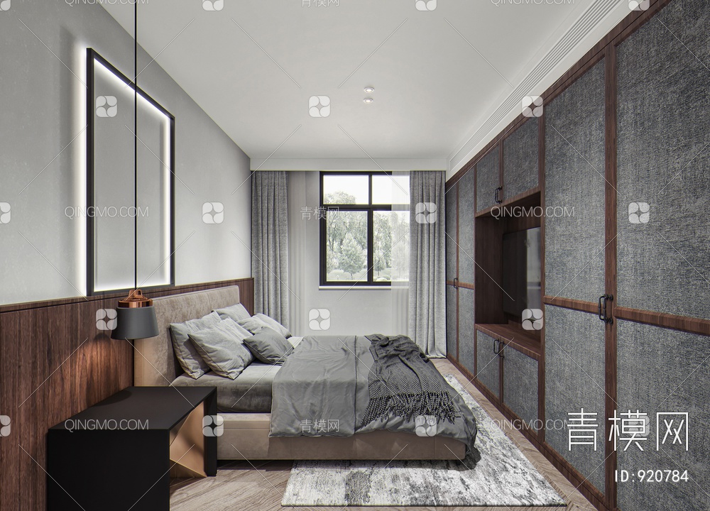 卧室，双人床3D模型下载【ID:920784】
