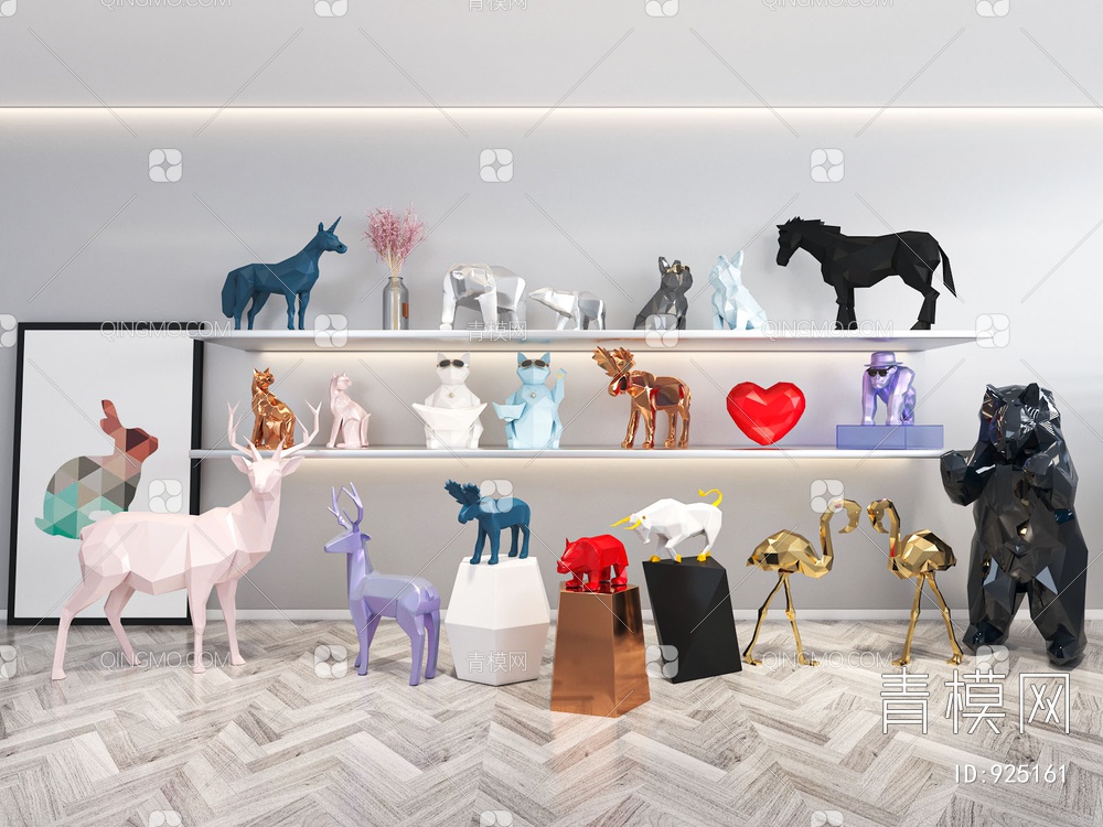 几何动物雕塑摆件装饰品3D模型下载【ID:925161】