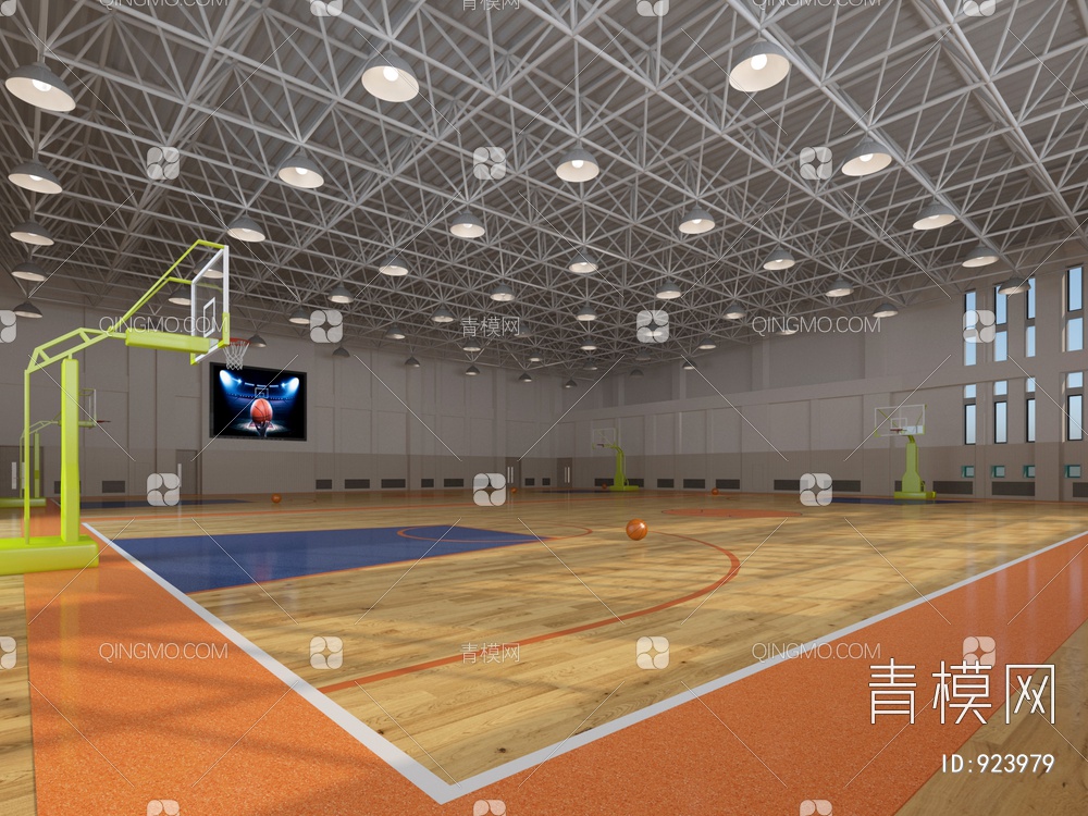 健身房篮球馆体育管3D模型下载【ID:923979】