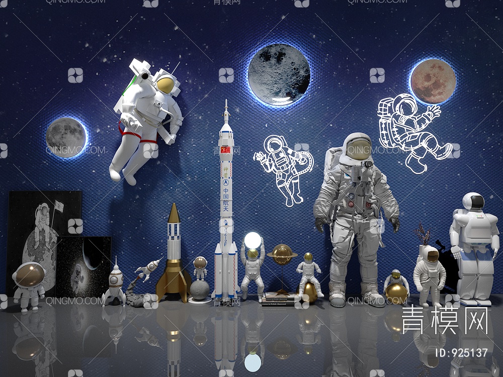 太空人 宇航员 装饰品摆件3D模型下载【ID:925137】