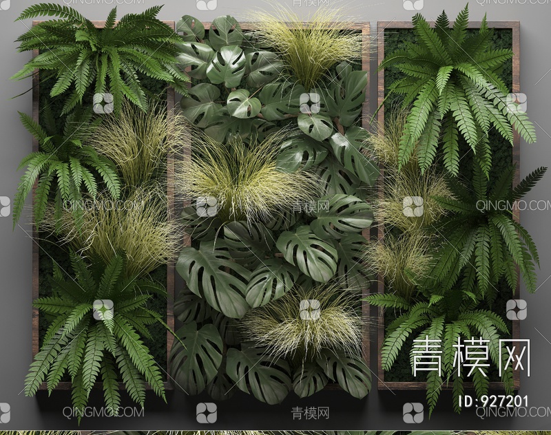 绿植墙，植物墙3D模型下载【ID:927201】