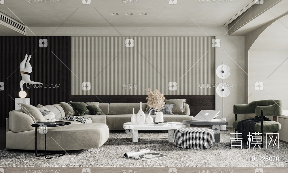 客厅，沙发，茶几3D模型下载【ID:928020】
