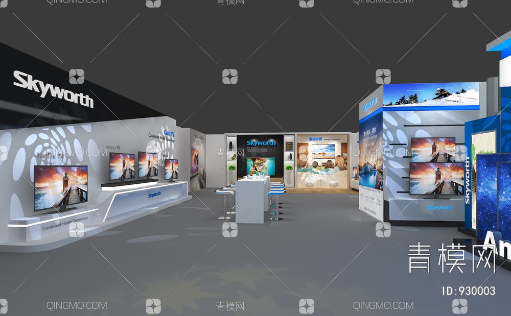 科技展厅，企业展厅，体验馆，多媒体展厅3D模型下载【ID:930003】