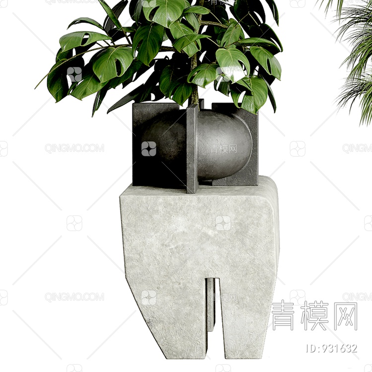 龟背竹 棕榈 植物3D模型下载【ID:931632】