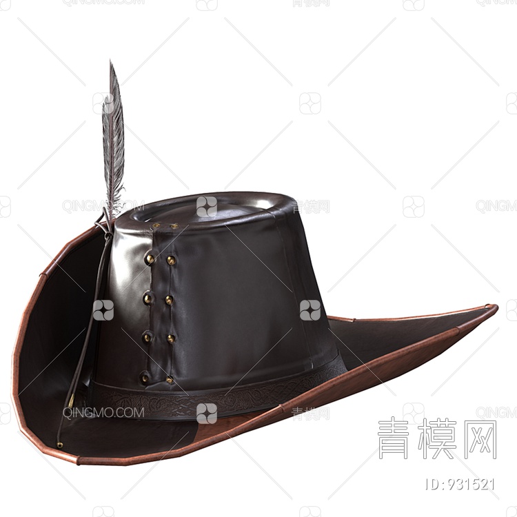棕色海盗帽 帽子3D模型下载【ID:931521】