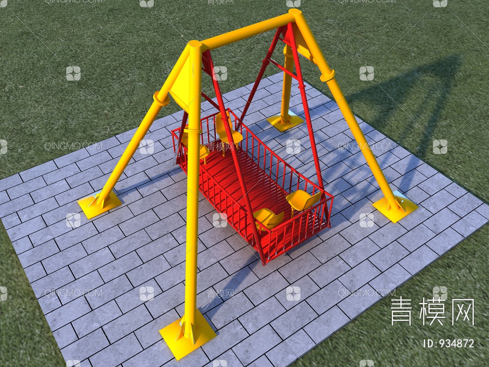 无动力儿童玩具游乐设备无动力海盗船3D模型下载【ID:934872】